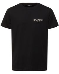 Balmain - T-shirt Mit Silberfarbenem Vintage-logo - Lyst