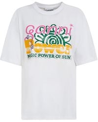 Ganni - Future Heavy Sun Print Cotton T-Shirt - Lyst