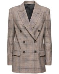 Brunello Cucinelli - Prince Of Wales Wool Blend Jacket - Lyst