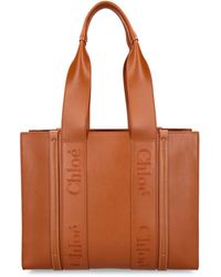 Chloé - Chloé Leather Woody Tote Bag, Medium Size - Lyst