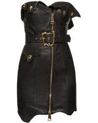 Moschino - Leather Strapless Mini Dress W/ Zip - Lyst