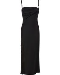 Versace - Satin & Lace Midi Dress - Lyst