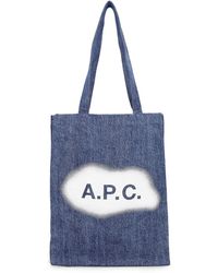 A.P.C. - Lou Washed Denim Tote Bag - Lyst