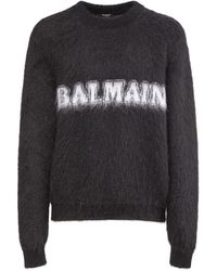 Balmain - Retro Logo Mohair Blend Sweater - Lyst