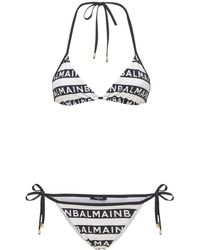 Balmain All Over Logo Lycra Bikini Swimsuit - Black