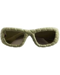 Bottega Veneta - Rechteckige Sonnenbrille "intrecciato" - Lyst