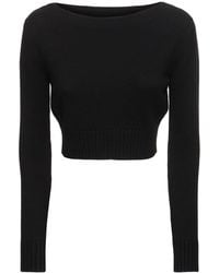 Max Mara - Angri Rib Knit Wool Crop Sweater - Lyst