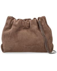 Brunello Cucinelli - Soft Velour Leather Shoulder Bag - Lyst