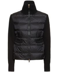 Moncler - Padded Virgin Wool Blend Down Cardigan - Lyst