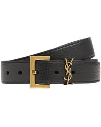 Saint Laurent - Logo-buckle Leather Belt - Lyst