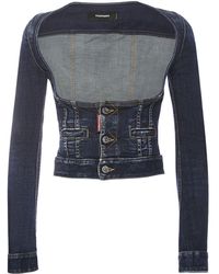 DSquared² - Giacca corsetto cropped in denim - Lyst