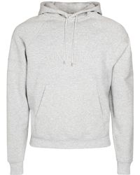 Saint Laurent - Felpa con cappuccio in jersey di misto cotone con logo ricamato - Lyst