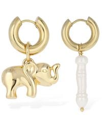 Timeless Pearly - Elephant & Pearl Mismatched Earrings - Lyst