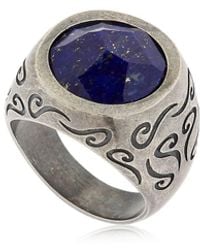 Marco Dal Maso Gravierter Silberring Mit Lapislazuli "ara" - Mettallic