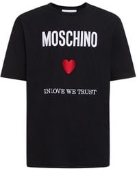 Moschino - T-shirt Aus Baumwolljersey Mit Druck - Lyst
