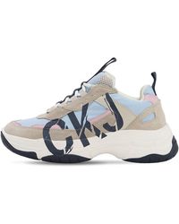 Calvin Klein 40mm Marleen Suede & Mesh Sneakers - Blau