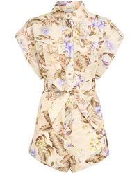 Zimmermann - Coco Cuffed Linen Playsuit - Lyst