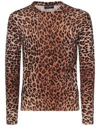 Dolce & Gabbana - Pullover Aus Wolle Mit Leopardenfelldruck - Lyst