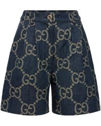 Gucci - Shorts Jumbo Gg In Denim Di Cotone - Lyst
