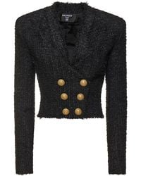 Balmain - Tweed Cropped Jacket - Lyst