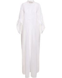 Alberta Ferretti - Robe chemise longue en organza de coton drapé - Lyst