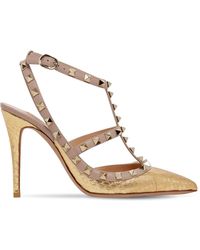 Valentino Decolletè "Rockstud" In Pelle Metallizzata 100Mm - Metallizzato