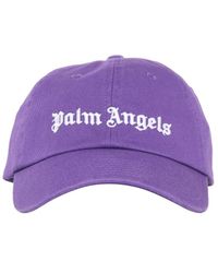 Herren Accessoires Hüte Palm Angels Baumwolle Kappe Aus Baumwollcanvas Mit Logostickerei in Lila für Herren Caps & Mützen 