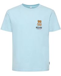 Herren Bekleidung Nachtwäsche Schlafanzüge Moschino Baumwolle T-shirt Aus Teddy-baumwolle Mit Logo in Blau für Herren 