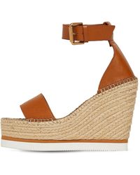 See By Chloé - 120mm Glyn Leather Espadrille Wedges - Lyst