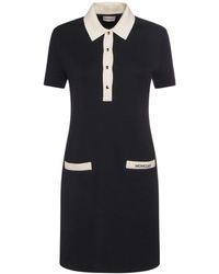 Moncler - Cotton Blend Polo Shirt Dress - Lyst