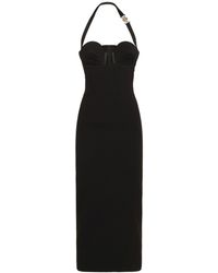 Versace - Envers Satin Midi Dress W/ Logo - Lyst