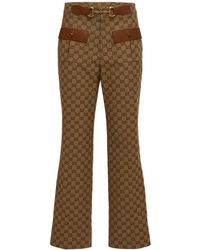 Gucci - Cotton Blend Pants W/ Leather - Lyst