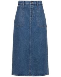 KHAITE - Genevieve Denim Midi Skirt - Lyst