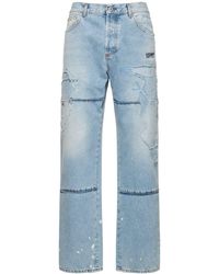 Marcelo Burlon Jeans loose fit de denim de algodón desgastados - Azul