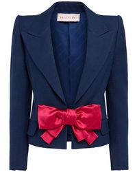 Valentino - Single Breasted Viscose Blazer With Bow - Lyst