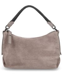 Brunello Cucinelli - Small Softy Velour Leather Shoulder Bag - Lyst
