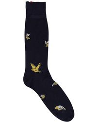 Thom Browne Midisocken Aus Baumwollmischgewebe "birds & Bees" - Blau