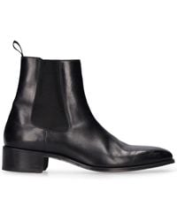 Tom Ford - 40Mm Burnished Leather Ankle Boots - Lyst