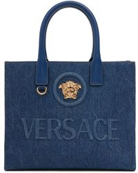 Versace - Bolso tote pequeño de denim - Lyst