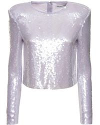 Self-Portrait - Sequined Long Sleeved Top - Lyst