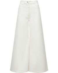 Rochas Hose Aus Baumwolltwill in Weiß Damen Bekleidung Hosen und Chinos Ausgestellte und Palazzo Hosen 
