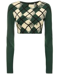 Burberry - Strickpullover Aus Baumwolle Mit Karos - Lyst