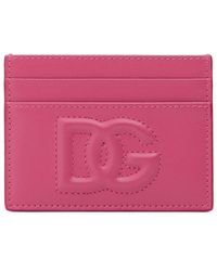 Dolce & Gabbana - Embossed Logo Leather Card Holder - Lyst