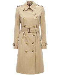 Burberry Kensington Long Canvas Trench Coat - Natural