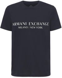 Armani Exchange Camiseta De Algodón Con Estampado - Negro