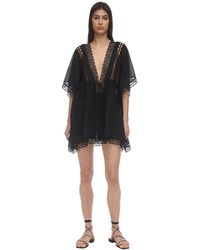 Charo Ruiz Caftano "Kayla" In Pizzo Di Cotone - Nero