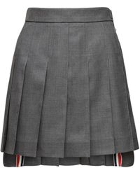 Thom Browne - Pleated Wool Mini Skirt - Lyst