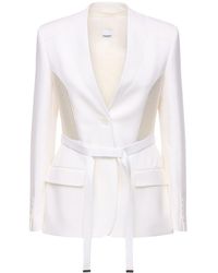 Burberry Quilted Satin & Wool Gabardine Blazer - White
