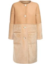 Marni Wendbarer Mantel Aus Shearling Und Leder - Natur