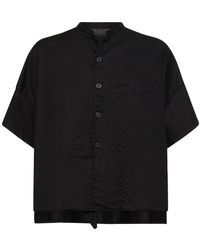 Yohji Yamamoto - Draped Cotton Twill S/S Boxy Shirt - Lyst